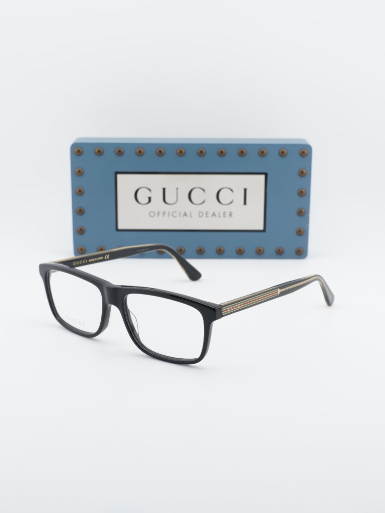 Gucci Gg0384o 001 Rectangle Eyeglasses - Black 55mm